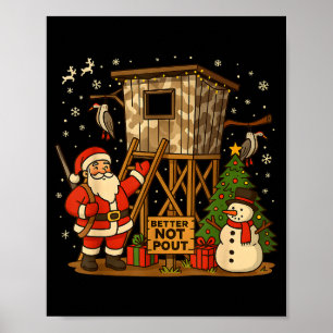 Funny Hunting Santa Better Not Pout Christmas Cabi Poster