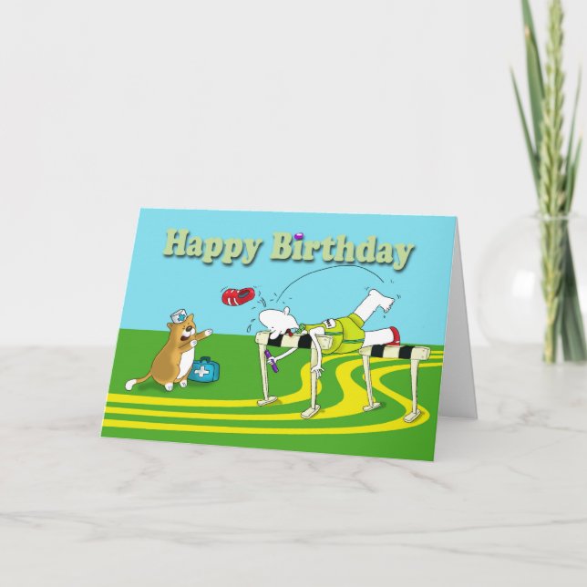Funny hurdle Birthday Card (Front)