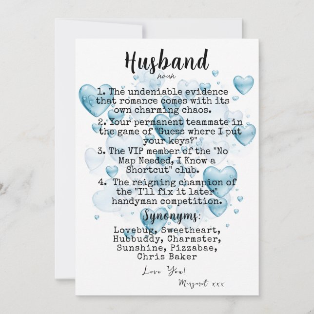Funny Husband Definition Flat Holiday Card (Front)