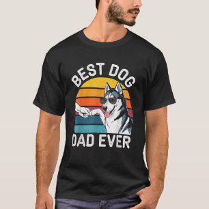 Funny Husky Best Dog Dad Ever Retro Fist Bump Men T-Shirt