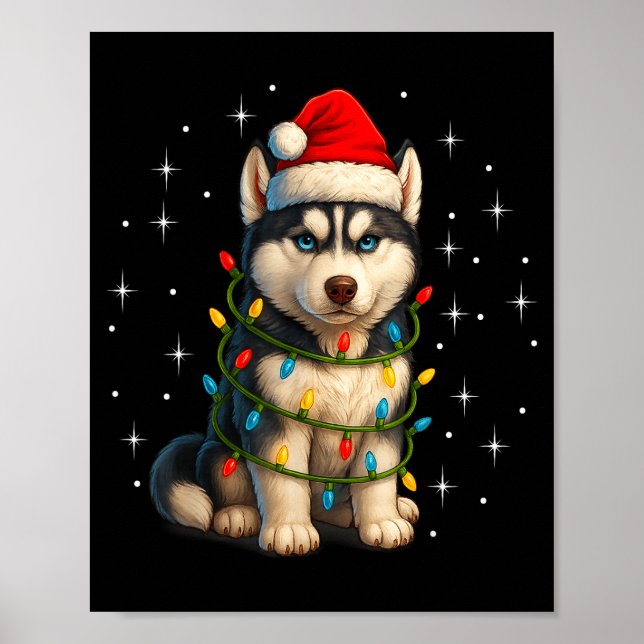 Funny Husky Dog Christmas Pj Pajama Men Women Pjs  Poster (Front)