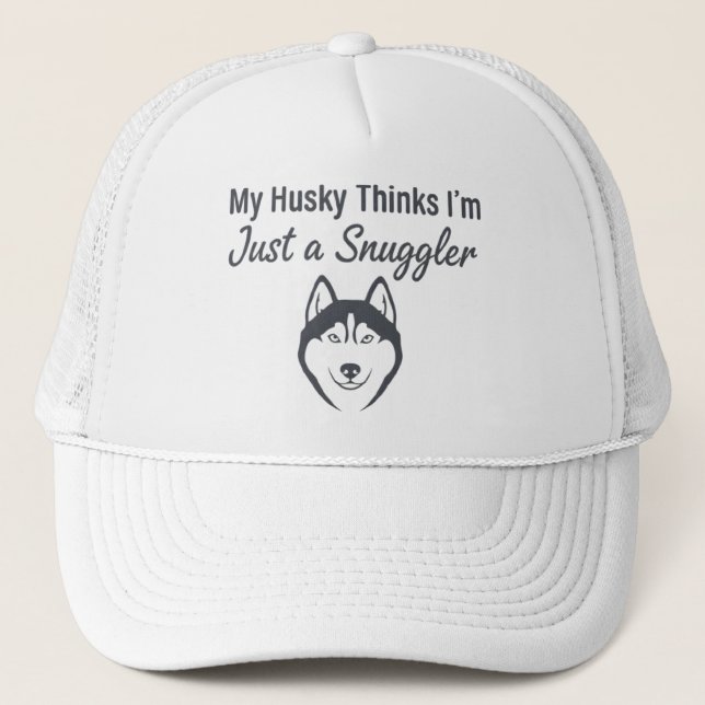  Funny Husky Dog Snuggler  Trucker Hat (Front)
