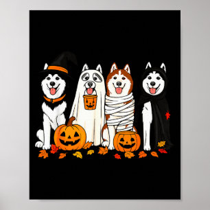 Funny Husky Ghost Dogs Halloween Dog Soky Poster