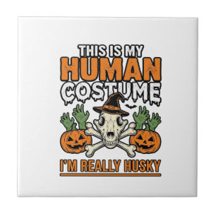 Funny Husky Human Costume Halloween Dog Shirt Desi Ceramic Tile