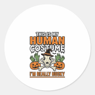 Funny Husky Human Costume Halloween Dog Shirt Desi Classic Round Sticker
