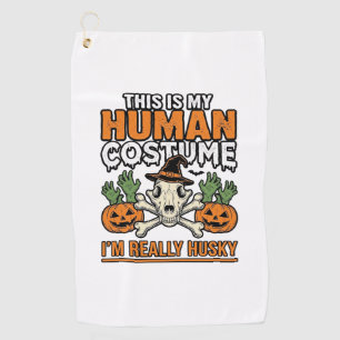 Funny Husky Human Costume Halloween Dog Shirt Desi Golf Towel