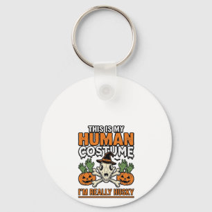 Funny Husky Human Costume Halloween Dog Shirt Desi Key Ring
