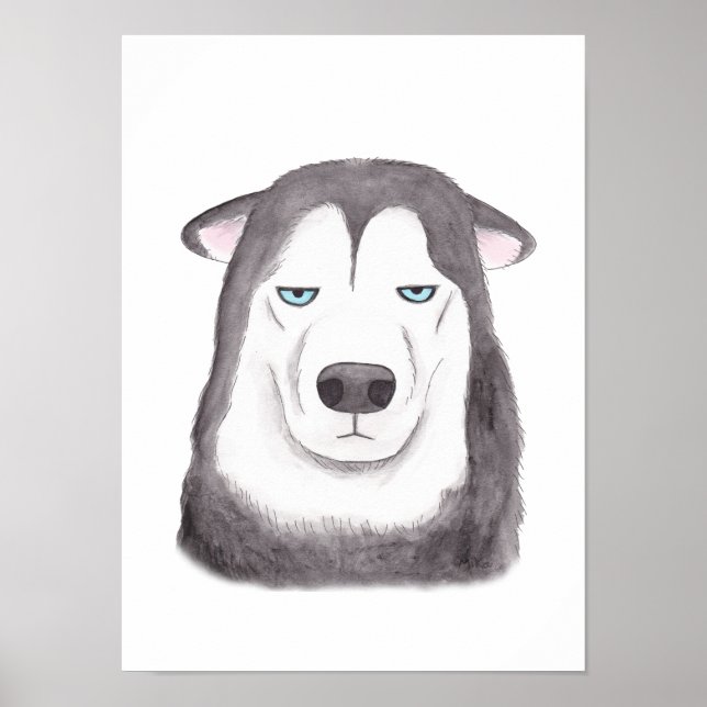 Funny Husky Poster Husky Dog Print Funny Dog face (Front)