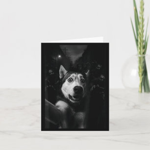 Funny Husky Selfie Zombie Halloween Dog Card