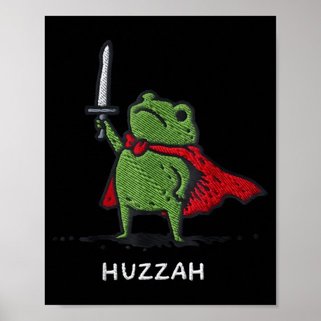 Funny Huzzah Frog Knight Sword Meme Poster (Front)