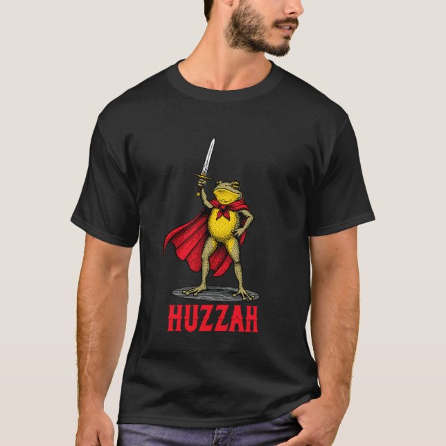 Funny Huzzah Frog Knight Sword Meme Toad Fantasy G T-Shirt (Front)