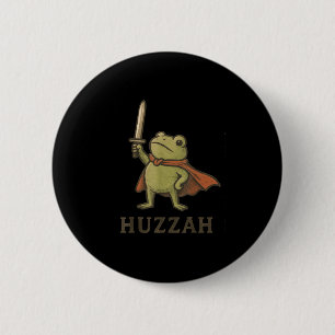 Funny Huzzah Frog Shirt, Vintage Toad Knight Tee 6 Cm Round Badge