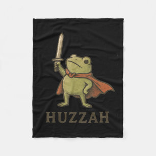 Funny Huzzah Frog Shirt, Vintage Toad Knight Tee Fleece Blanket