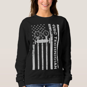 Funny HVAC Gift For Men Cool HVAC Technician Ameri Sweatshirt
