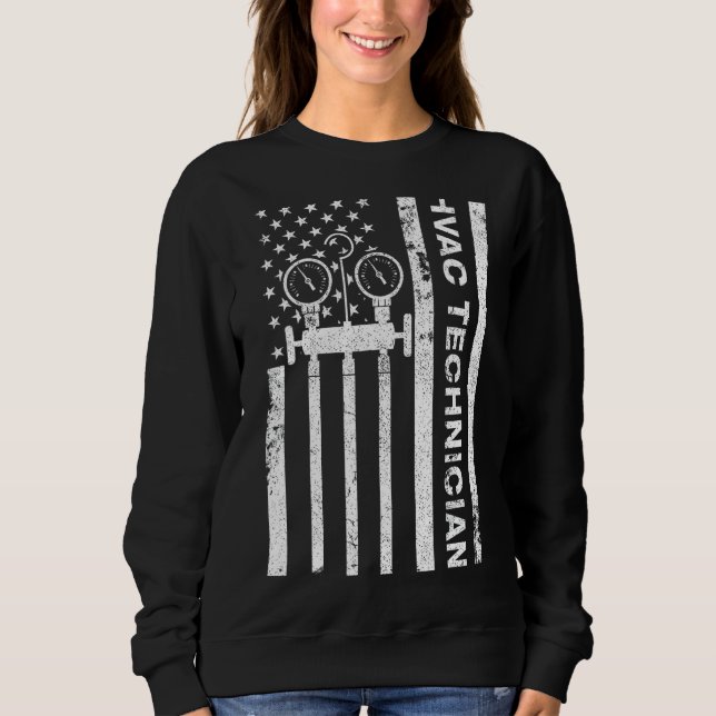 Funny HVAC Gift For Men Cool HVAC Technician Ameri Sweatshirt (Front)