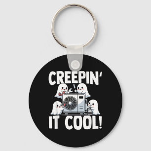 Funny Hvac Technician Ghost Halloween Costume Key Ring