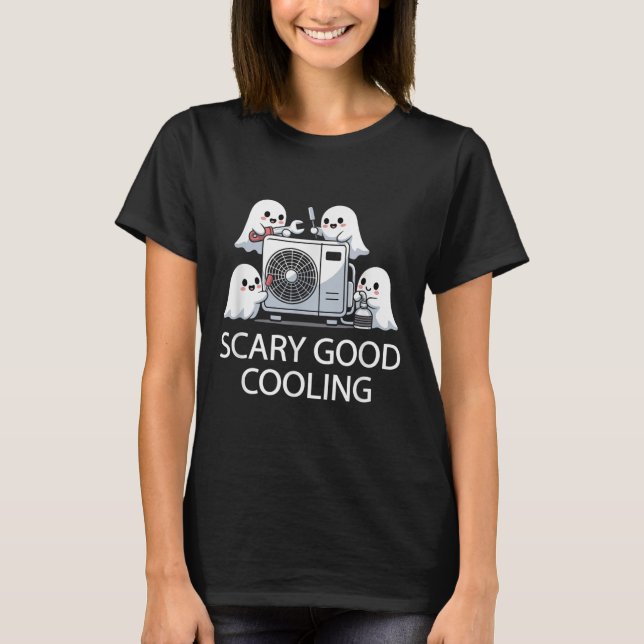 Funny Hvac Technician Ghost Halloween Costume Soky T-Shirt (Front)