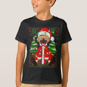 Funny Hyena Christmas Lights Santa Costume Ugly Xm T-Shirt