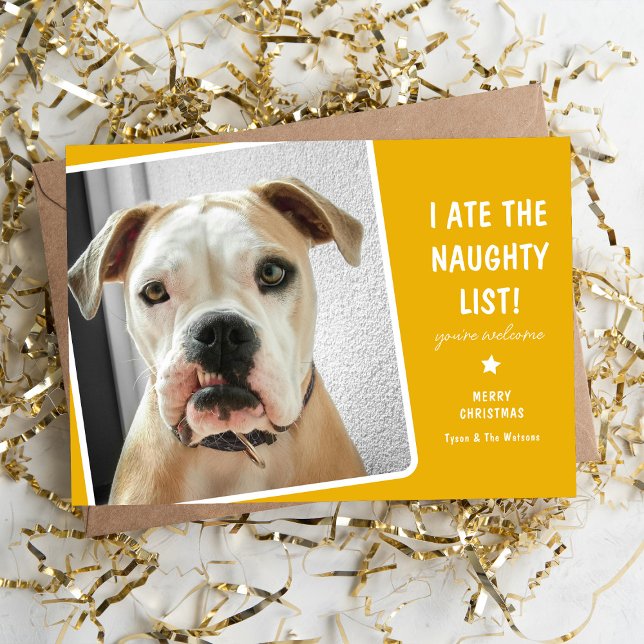 Funny I ate the Naughty List Cute Dog  Holiday Card (Creator Uploaded)