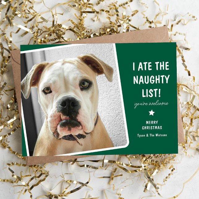 Funny I ate the Naughty List Cute Dog  Holiday Card (Creator Uploaded)