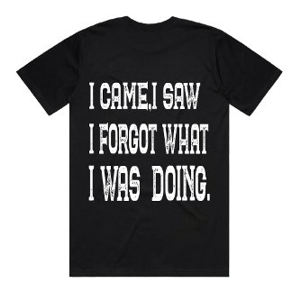 Funny I Came I Saw Quote Sarcastic forgetful shirt