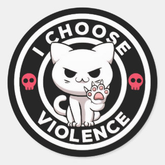 Funny I Choose Violence Cat Sticker
