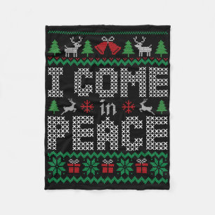 Funny I Come In Peace Couple Matching Ugly Christm Fleece Blanket