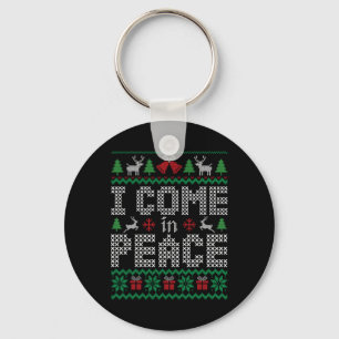 Funny I Come In Peace Couple Matching Ugly Christm Key Ring