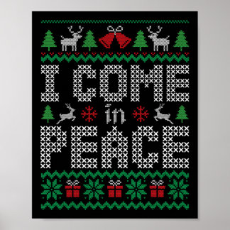 Funny I Come In Peace Couple Matching Ugly Christm Poster