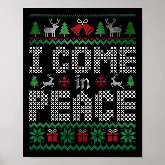 Funny I Come In Peace Couple Matching Ugly Christm Poster (Front)