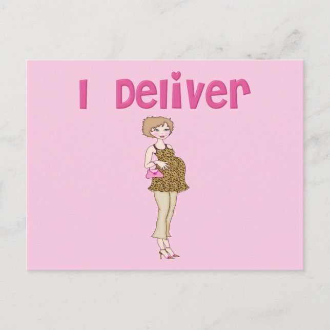 Funny I Deliver Pregnancy Announcement Postcard (Front)