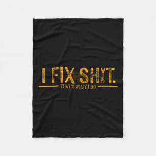Funny I Fix That's What I Do Vintage Fleece Blanket