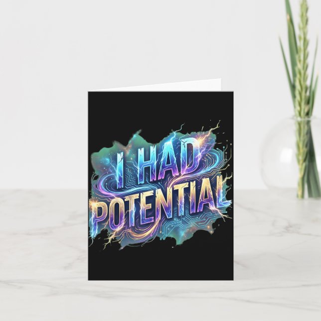 Funny i had potential sarcastic retro humor quote  card (Front)