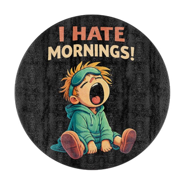 Funny I Hate Mornings Sleepy Cutting Board (Front)