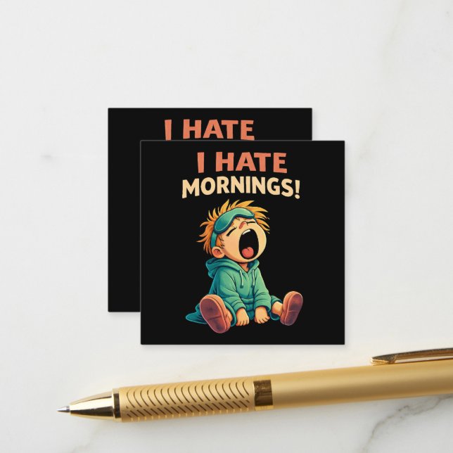 Funny I Hate Mornings Sleepy Enclosure Card (Front/Back In Situ)