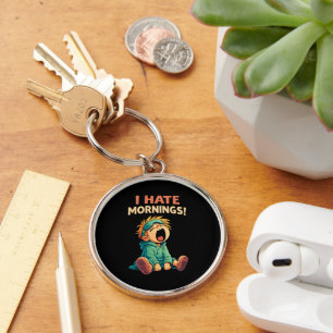 Funny I Hate Mornings Sleepy Key Ring