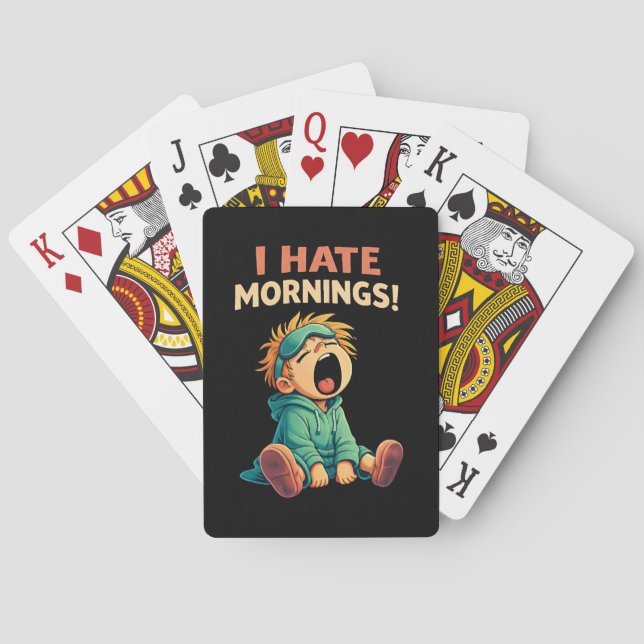 Funny I Hate Mornings Sleepy Playing Cards (Back)
