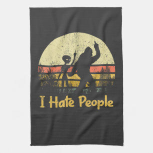 funny i hate people tea towel