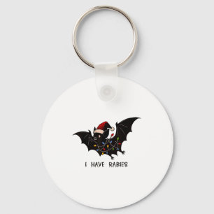 Funny I Have Rabies Christmas Bat Matching Holiday Key Ring