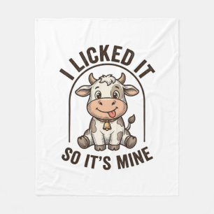 Funny I Licked It Cow Vintage Farm Shirt Design_1 Fleece Blanket