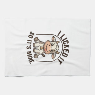 Funny I Licked It Cow Vintage Farm Shirt Design_1 Tea Towel