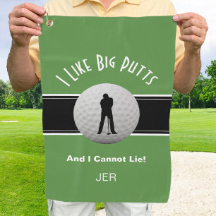 Funny I Like Big Putts Black Green Golf Towel