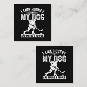 Funny I Like Hockey My Dog And Maybe 3 People Square Business Card