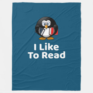 Funny I Like To Read Penguin Funny Reading Fleece Blanket