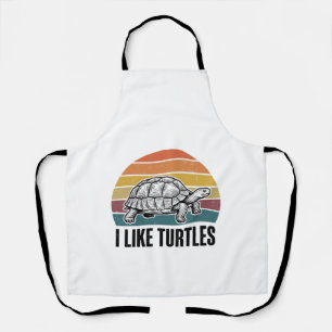 Funny I Like Turtles Vintage Engraving T-Shirt Des Apron