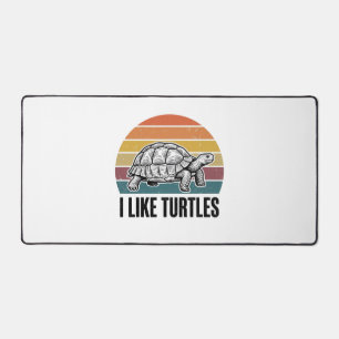 Funny I Like Turtles Vintage Engraving T-Shirt Des Desk Mat