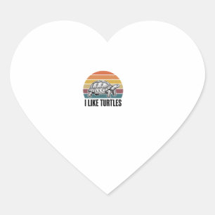 Funny I Like Turtles Vintage Engraving T-Shirt Des Heart Sticker