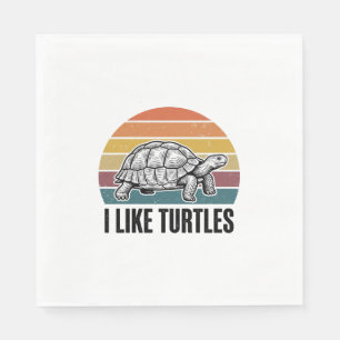 Funny I Like Turtles Vintage Engraving T-Shirt Des Napkin