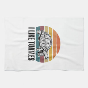 Funny I Like Turtles Vintage Engraving T-Shirt Des Tea Towel