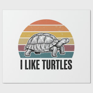 Funny I Like Turtles Vintage Engraving T-Shirt Des Wrapping Paper